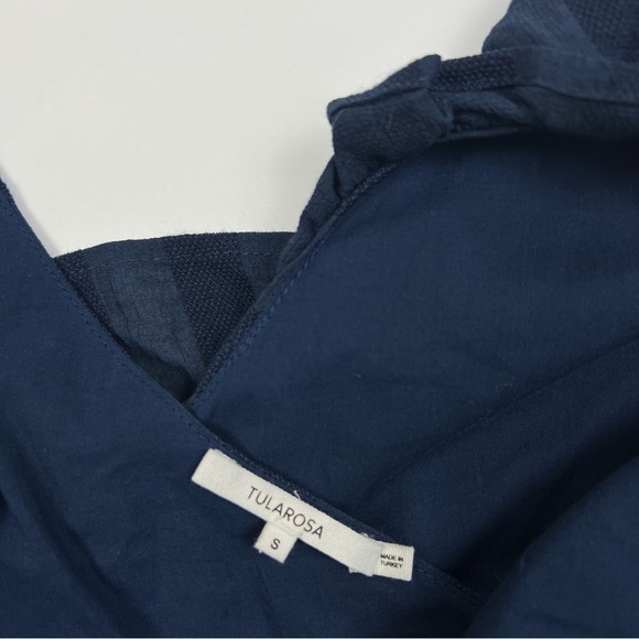 Tularosa Navy Blue Striped Ruffle Florence Cropped Jumpsuit - Picture 5 of 6